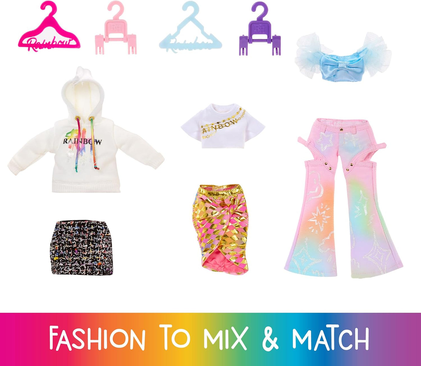 Conjunto de Brinquedo Rainbow High Amaya's Rainbow Closet - com boneca Rainbow exclusiva, roupas, sapatos, bolsas, cabides, arara de roupas, prateleiras, presente divertido para crianças a partir de 4 anos