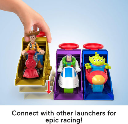 Fisher-Price Conjunto Mattel Imaginext Launcher com figura de ação de 7,6 cm e veículo de brinquedo, inspirado em Toy Story da Disney e Pixar (os personagens podem variar), JKW24