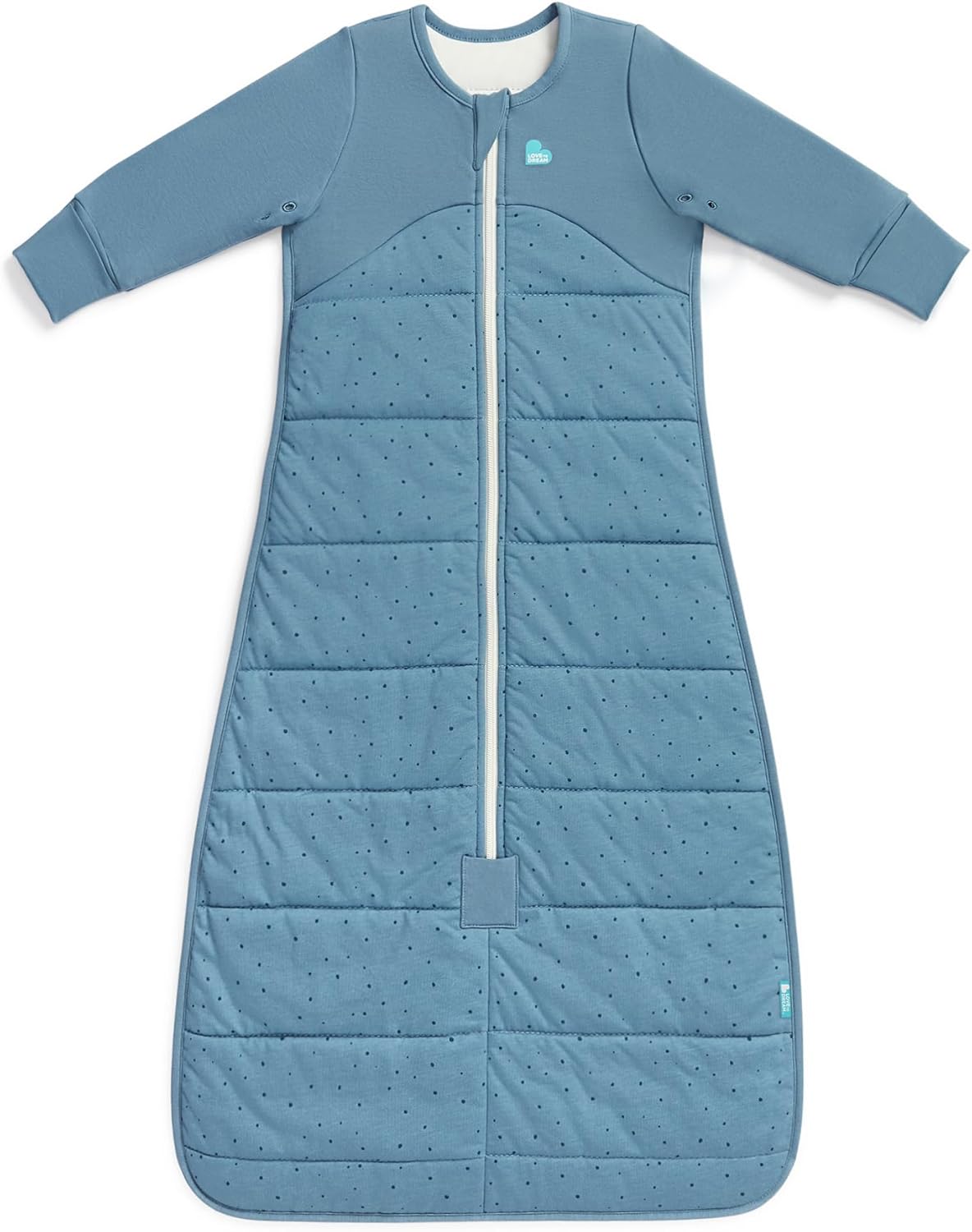 Love To Dream™ Saco de dormir , 18-36 meses - Azul Pebbles Storm | Manga comprida, leve, vestível e edredom | 2,5 Tog, ideal para inverno e outono (16–20 °C) | Algodão lavável à máquina e zíper duplo