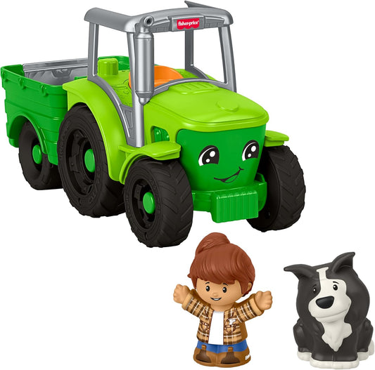 Fisher-Price Trator de brinquedo Little People para crianças pequenas, com música e 2 figuras para brincar de faz de conta. Ideal para crianças a partir de 1 ano de idade. JGX12