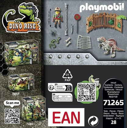 Playmobil 71265 Dino Rise Bebê Espinossauro, Dinossauro em uma gaiola, Jurassic World, Diversão para brincadeiras imaginativas, Conjuntos de brinquedo adequados para crianças a partir de 5 anos