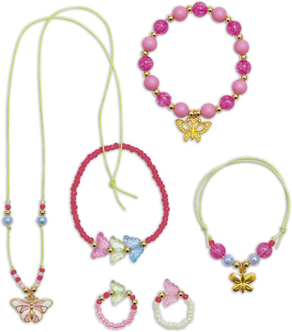 Janod - 6 Joias para Criar - Borboletas Temáticas - Les Ateliers Bijoux - Kit de Lazer Criativo Infantil - Motricidade fina e concentração - A partir dos 6 anos - J09172