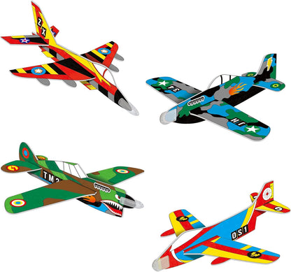 Galt Glider Planes - Kit de artesanato com 4 aviões de espuma para crianças colorirem, construírem e voarem. 8 canetas laváveis, adesivos e guia. Pacote de atividades divertidas de artes e ofícios para crianças, para meninas e meninos.