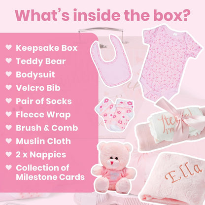 Presentes personalizados para bebês - Caixa de lembranças unissex inclui itens essenciais para bebês recém-nascidos, ursinho de pelúcia, itens essenciais para recém-nascidos e presentes para bebês