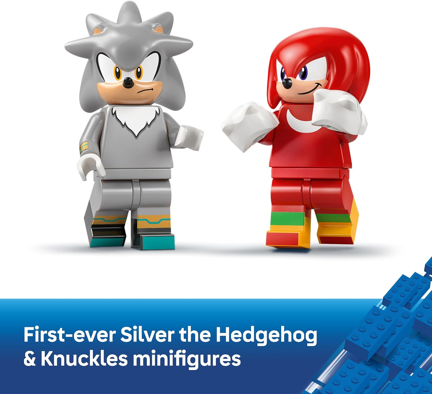 LEGO Sonic the Hedgehog Carro do Silver vs. Caminhão Monstro do Knuckles - Inclui 2 minifiguras e 2 Esmeraldas do Caos - Presente para crianças a partir de 8 anos - 77118