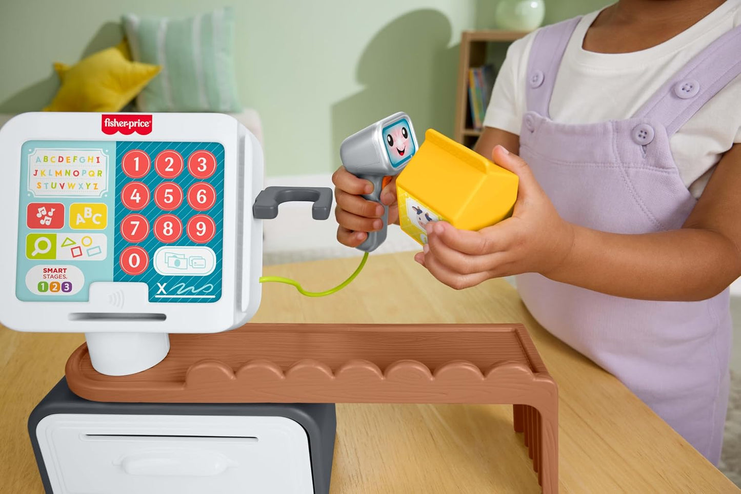 Brinquedo educativo Fisher-Price para crianças a partir de 2 anos: caixa registradora, loja de brincar com 20 peças, para brincar de contar e comprar. Versão multilíngue. JGW97