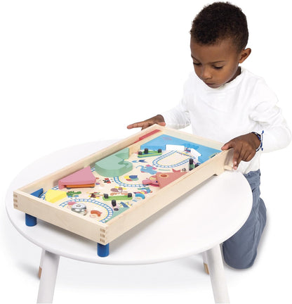 Janod - Máquina de Pinball de Madeira para Montar - Decoração de Parque de Diversões - Jogo de Ação e Reflexos para Crianças Montarem - Estratégia de Aprendizagem e Concentração - Madeira Certificada FSC - A partir de 5 anos