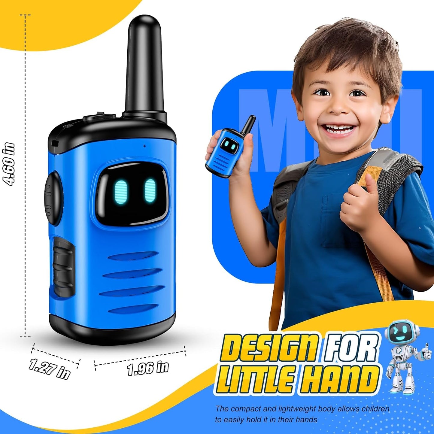 2 Walkie-Talkies para Crianças de 3 a 12 Anos, Presente para Meninos de 4 a 9 Anos, Ideal para Atividades ao Ar Livre, Camping e Jardim