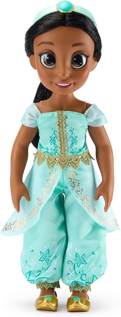 Disney Boneca Oficial Jasmine da Store com Escova de Cabelo de Brinquedo, Aladdin, 40,5 cm / 16 pol., Coleção Once Upon a Story, Idade 3+
