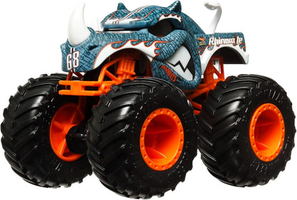 Hot Wheels Monster Trucks, Caminhões de Brinquedo Monster Trucks em Escala 1:64, Conjunto de 4, Rodas Gigantes, Personagens Favoritos e Designs Incríveis, JGD65