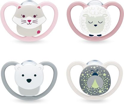 NUK Chupetas Perfect Match Air | 18-36 Meses | Chupetas ortodônticas que favorecem a circulação do ar e previnem irritações causadas pela saliva | 95% de facilidade pelos bebês** | Modelos variados | Embalagem com 4 unidades