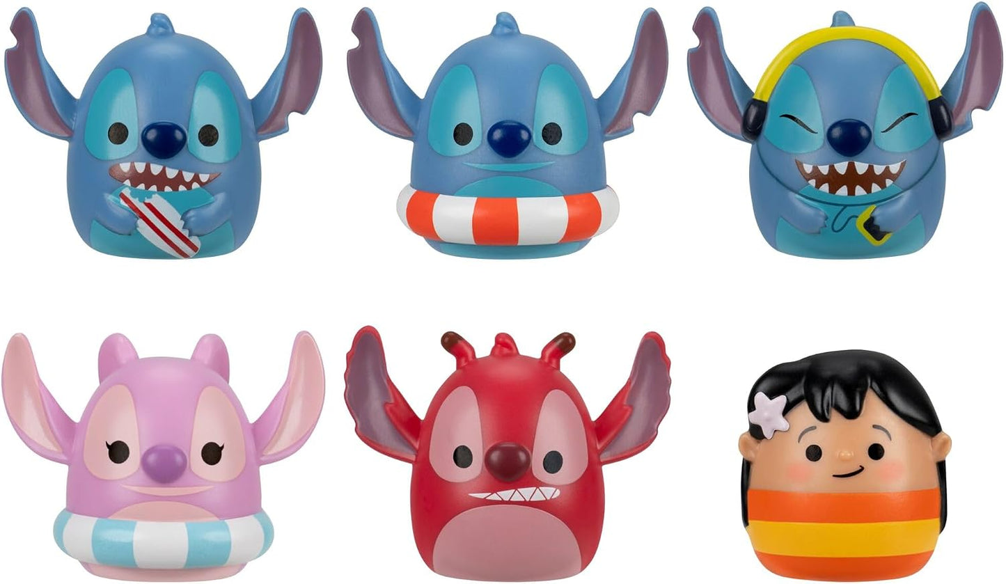 Squish-a-longs Pacote com 6 Mini-Squish + Acessório Disney Stitch (Surfside Splash)