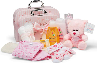 Cesta de presente para bebê recém-nascido - Caixas de lembrança embaladas à mão, urso de pelúcia macio, presente para bebê recém-nascido