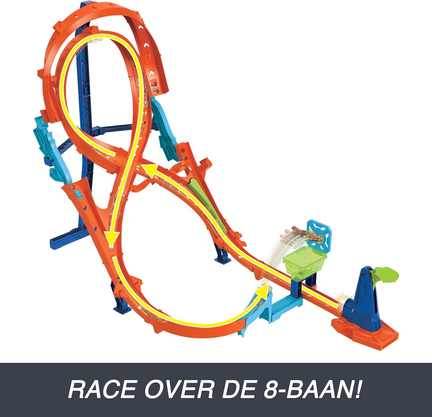Hot Wheels - Conjunto de Pista com 1 Carrinho, Formato de 8 Alto para Corrida e Manobras, Conecta-se a Outras Pistas, Dobrável para Armazenamento Conveniente, HMB15
