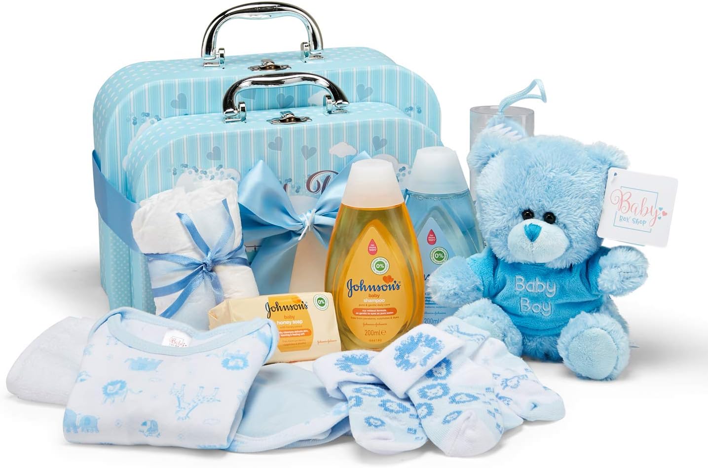Cesta de presente para bebê recém-nascido - Caixas de lembrança embaladas à mão, urso de pelúcia macio, presente para bebê recém-nascido