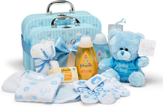 Cesta de presente para bebê recém-nascido - Caixas de lembrança embaladas à mão, urso de pelúcia macio, presente para bebê recém-nascido