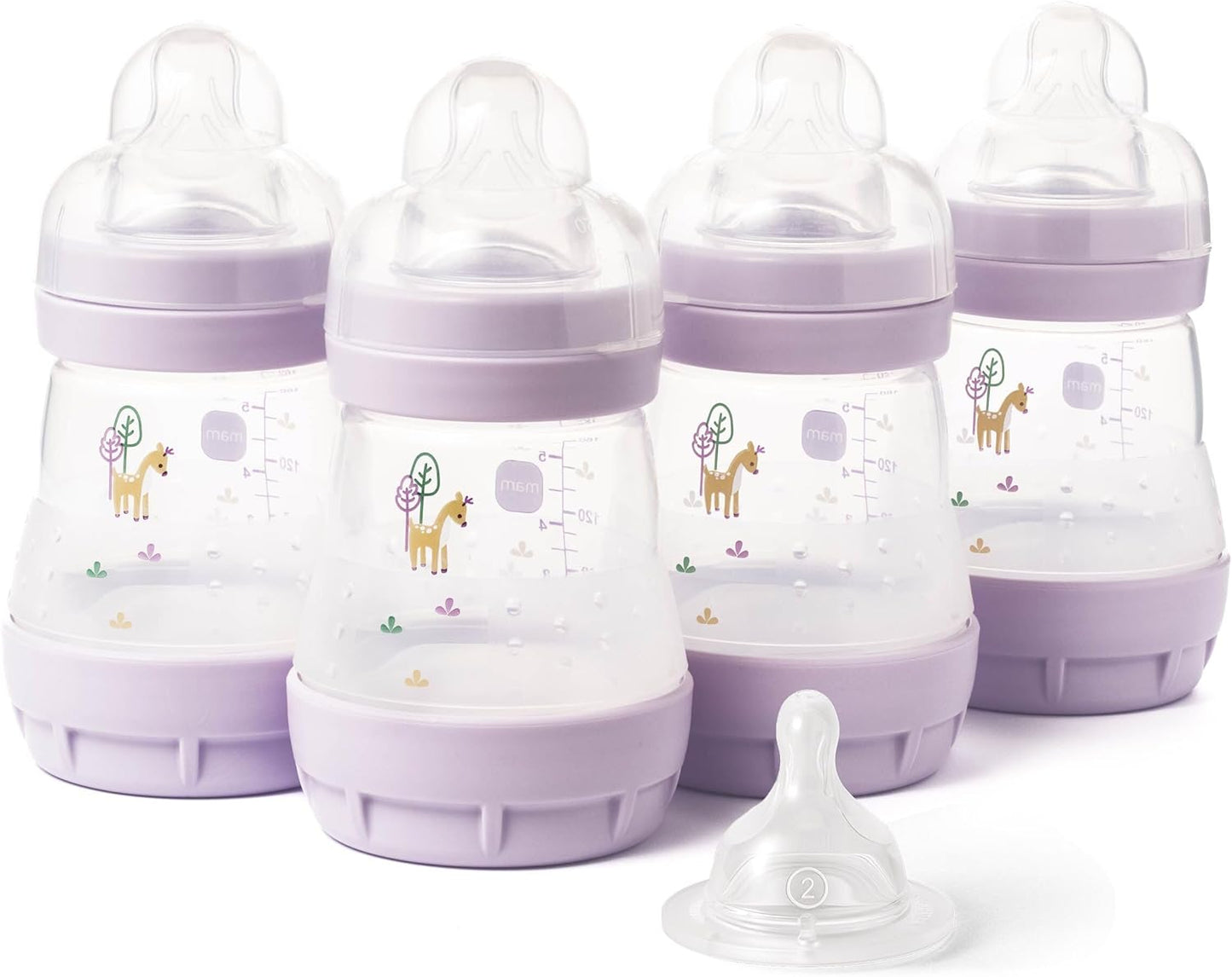 MAM Mamadeiras anticólicas Easy Start | Mamadeira autoesterilizante para leite materno, bicos MAM de fluxo lento, tamanho 1