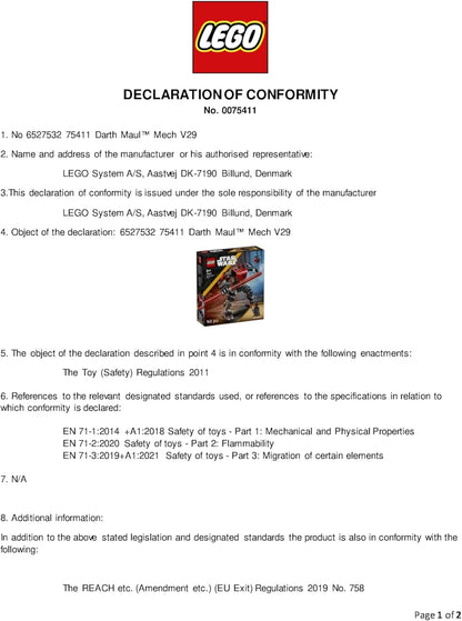 LEGO Star Wars: The Clone Wars Darth Maul, brinquedo de construção robô para meninos, meninas, fãs e amantes da fantasia a partir de 6 anos, ideia de presente para crianças, inclui um grande sabre de luz vermelho de lâmina dupla 75411