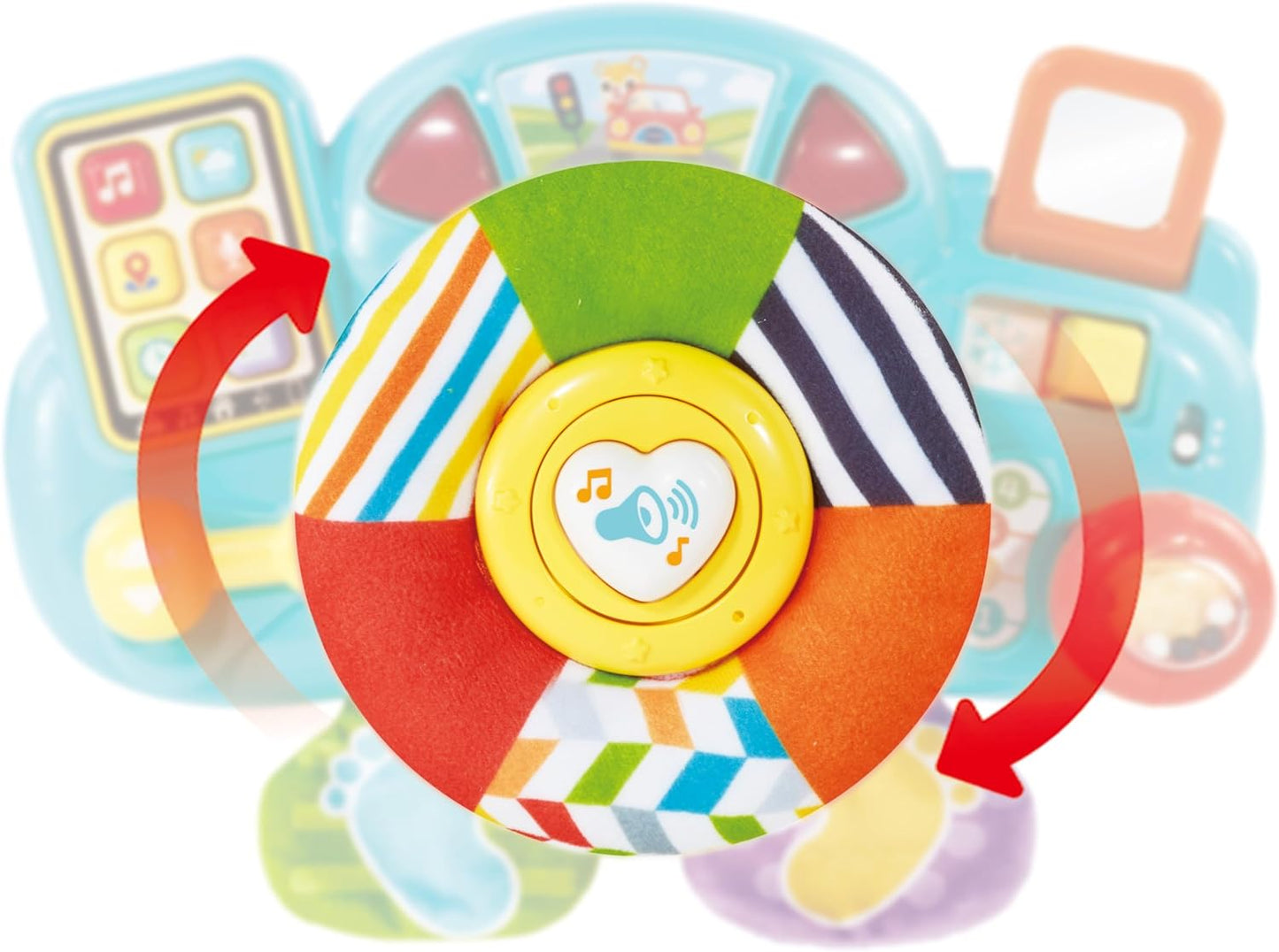 VTech Baby Beep Beep Baby Driver, brinquedo de volante com atividades, músicas e frases, 6 botões interativos, recursos manipulativos e texturas, para bebês de 3, 6, 9, 12, 24 meses +, versão em inglês
