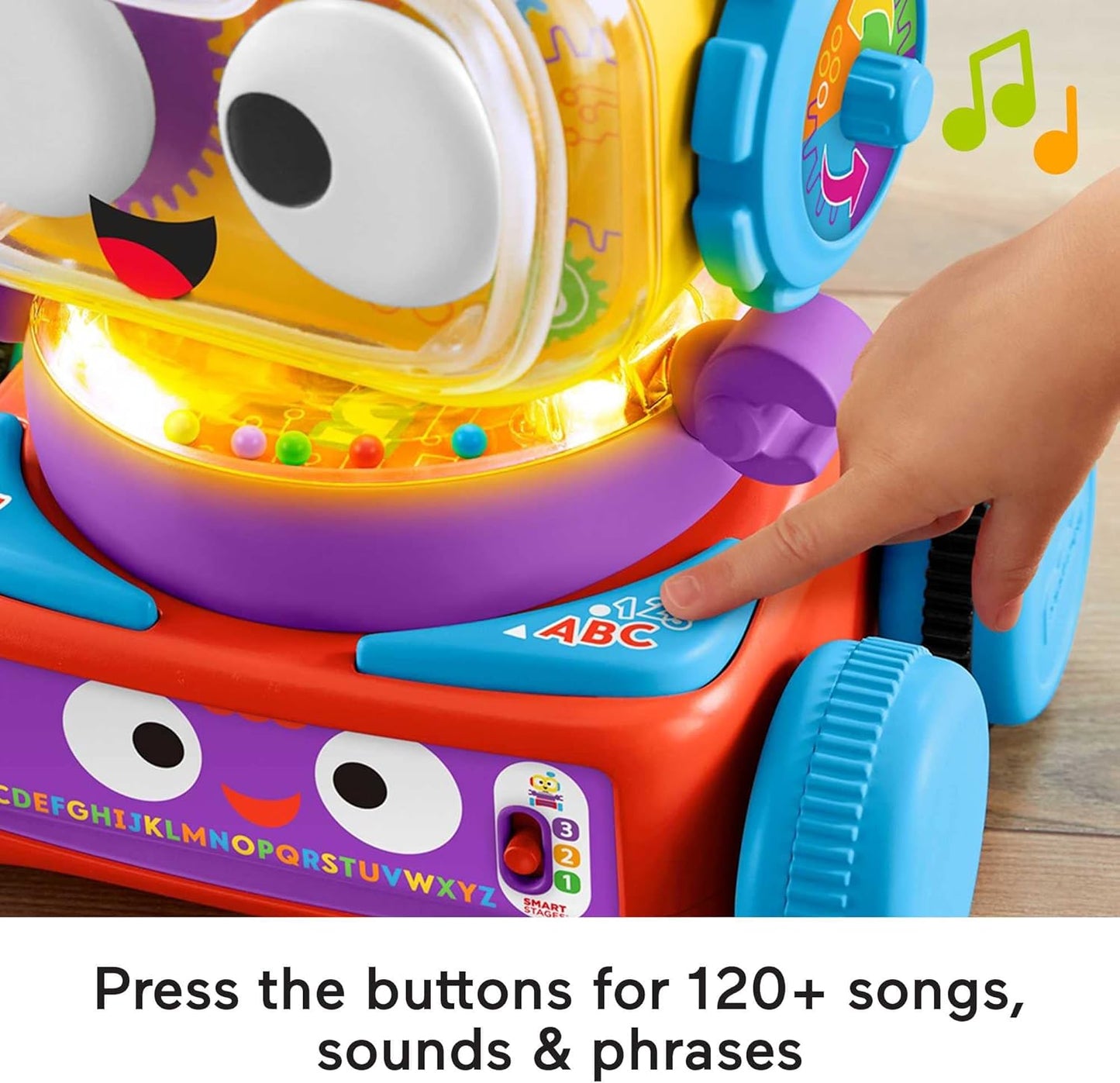 Robô de Aprendizagem 4 em 1 da Fisher-Price, brinquedo eletrônico com luzes, música e conteúdo educativo para bebês e crianças a partir de 6 meses, HBB04
