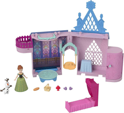 Mattel Disney Frozen Storytime Stackers – Castelo de Arendelle da Anna | Mini-boneca articulada da Anna, figura do Olaf e conjunto de casa de bonecas empilhável com 7 acessórios, inspirado em Disney Frozen, JDP65