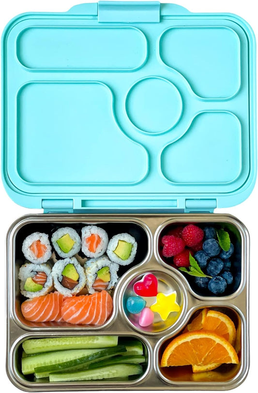 Yumbox Presto Caja Bento de acero inoxidable a prueba de fugas (azul Tulum)