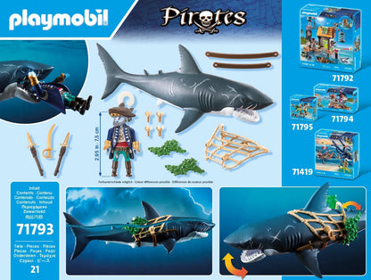 Playmobil | Piratas | Perigo de Tubarão Gigante | Brinquedos de Piratas | Figuras de Brinquedo | Brinquedos para Crianças a partir de 4 Anos | 71793