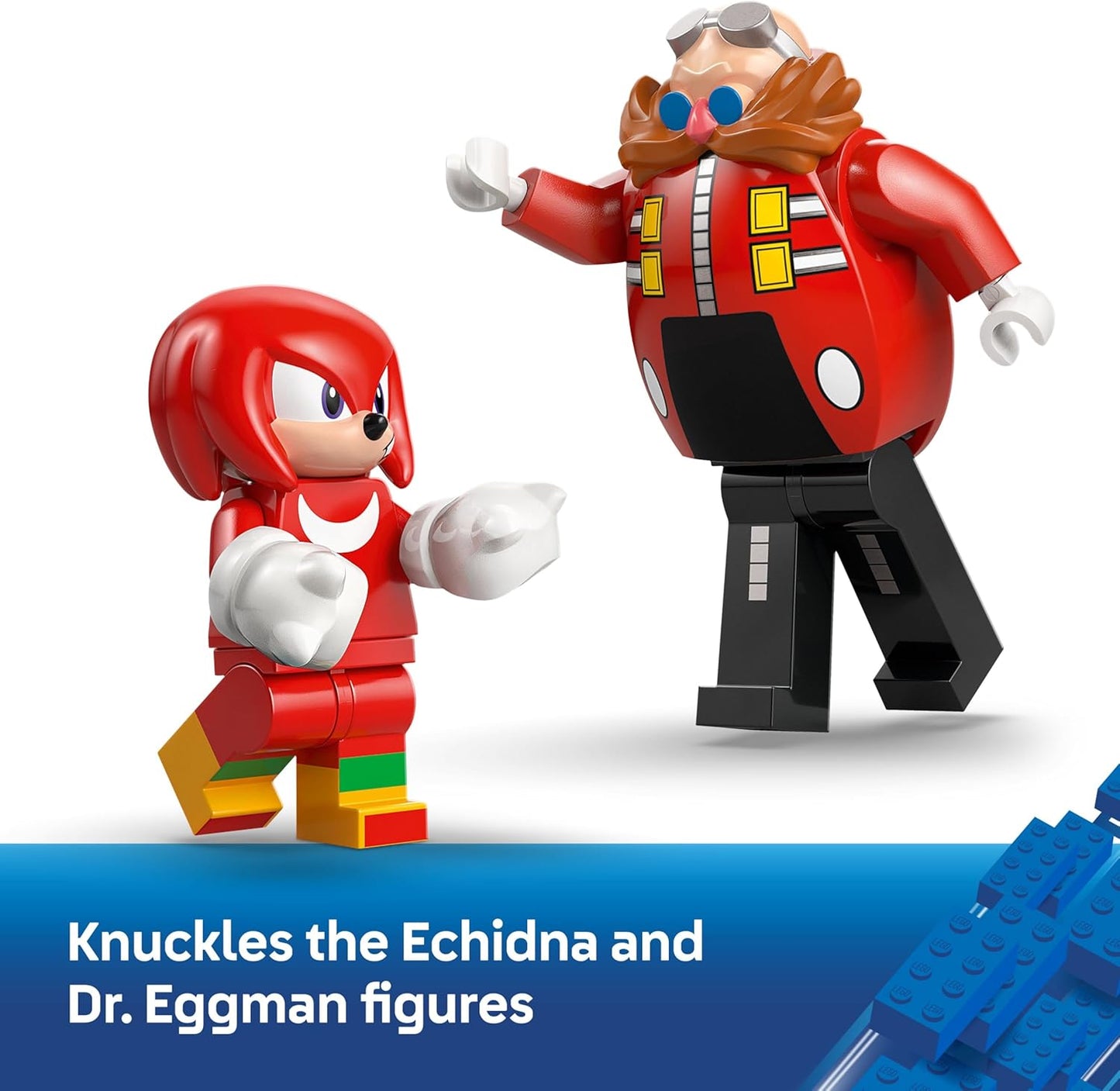 LEGO Sonic the Hedgehog Knuckles vs. Dr. Eggman Egg Crusher Mech - Conjunto de Construção com 2 Minifiguras, Anéis e Esmeraldas do Caos - Presente para Fãs de Videogames a partir de 8 Anos - 77005