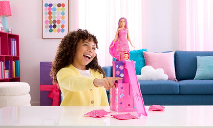 Barbie Rise & Surprise: Boneca e Acessórios, Série Aniversário do Pet com 12 Surpresas, Incluindo Atividade Deslizante e de Mudança de Cor (Modelos Podem Variar), JKF66
