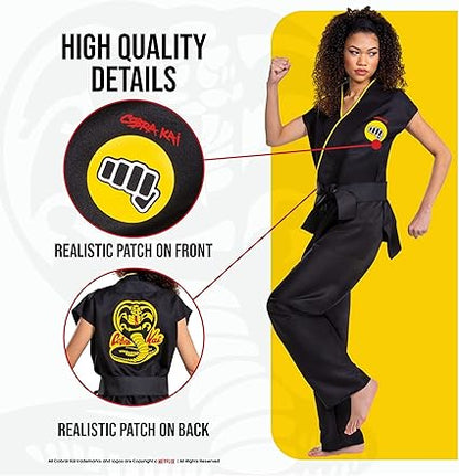 Disguise Traje adulto masculino cobra kai, oficial cobra kai gi para com faixa preta, tamanho adulto fantasias de tamanho adulto