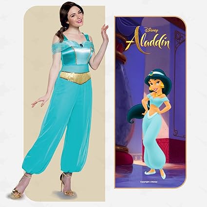 DISGUISE Traje clássico oficial da Disney Aladdin Jasmine adulto, trajes de Halloween para adultos tamanho M