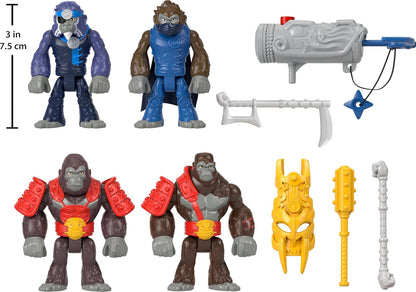 Conjunto de Figuras de Brinquedo Imaginext Army, Pacote de Exército Nível Chefe com 9 Peças: Gorila versus Macaco com Acessórios para Brincadeiras de Faz de Conta em Idade Pré-escolar, 3 a 8 Anos, HML57