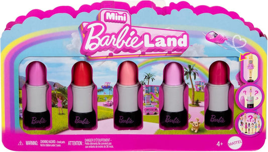 Barbie Mini BarbieLand Paquete de 5 muñecas Fashionistas, mini muñecas de 1,5 pulgadas en tubos de lápiz labial, colección instantánea y revelaciones sorpresa (los estilos pueden variar), JBD26