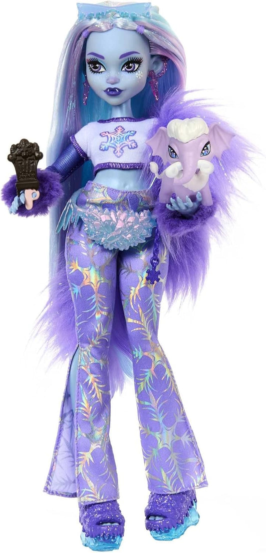 Monster High Boneca Abbey Bominable Yeti Fashion com Mamute de Estimação e Acessórios Temáticos, HNF64