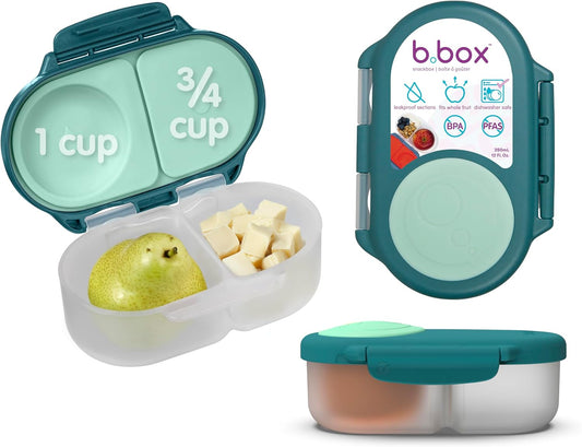 b.box Snackbox | Mini lancheira Bento com 2 compartimentos à prova de vazamentos | Ideal para lanches e refeições infantis | Comporta uma fruta inteira | Livre de BPA