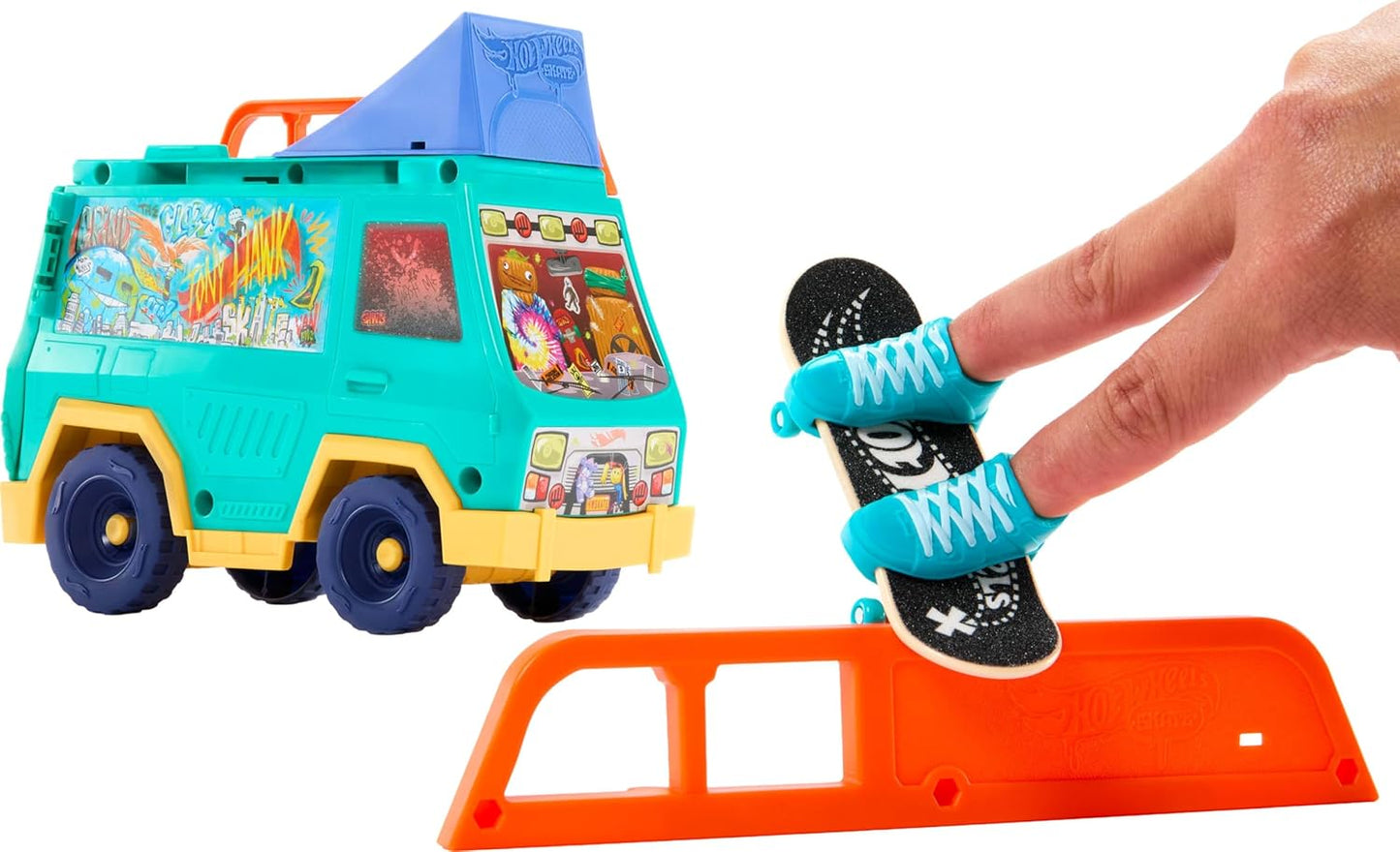 Hot Wheels Skate Fingerboard Playset, Skate Van, desenvolvido em colaboração com Tony Hawk, com skate de dedo exclusivo e um par de tênis de skate removíveis, JGG91
