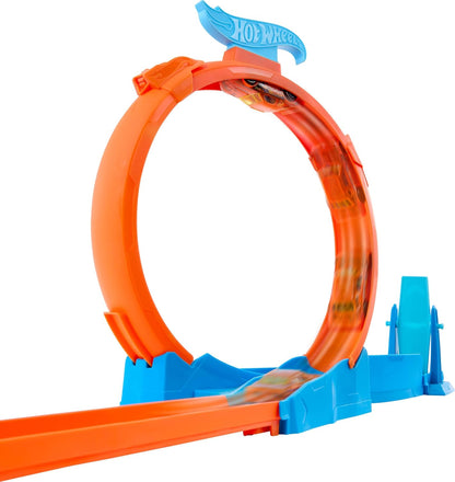Conjunto de Pista para Carrinhos Hot Wheels, Pacote com Três Loops e Veículo em Escala 1:64, Componentes para Montagem de Pista com 3 Loops, Trilhos de Encaixe Rápido e Adaptadores, JDW39