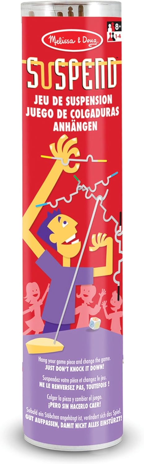 Melissa &amp; Doug suspenden juegos familiares para niños y adultos | Juego de mesa de juguete de equilibrio de torre apilable | Juegos de actividades para regalos familiares | Juegos de viaje al aire libre para niños de 8 a 12 años | Juegos