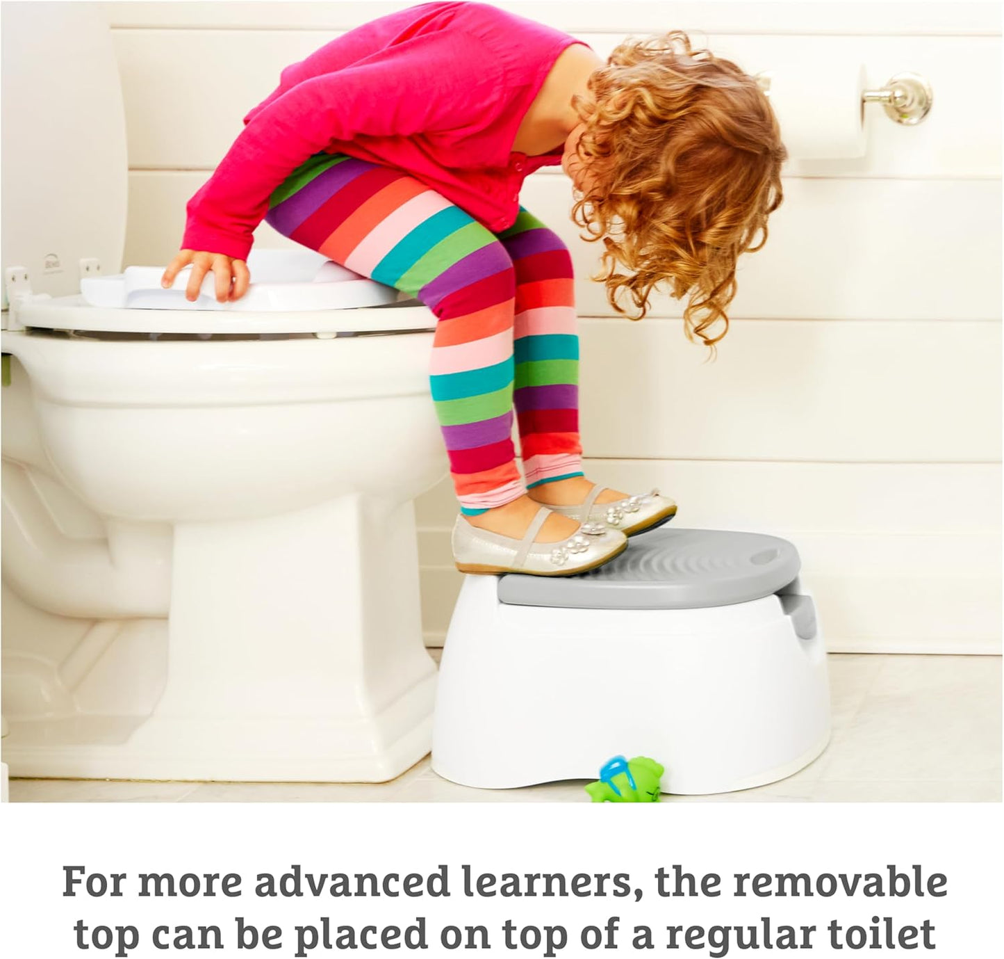 Munchkin Assento sanitário 90342, branco, assento sanitário Munchkin resistente | Assento sanitário para treinamento de penico com alças e pernas | Assento sanitário portátil para crianças pequenas | Cinza