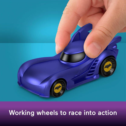 Conjunto de 5 carrinhos de brinquedo Fisher-Price DC Batwheels em escala 1:55: Bam, Batmóvel, Redbird, Kitty, Snowy e Batwing. Veículos de metal fundido Batcast. Para crianças a partir de 3 anos. HML20