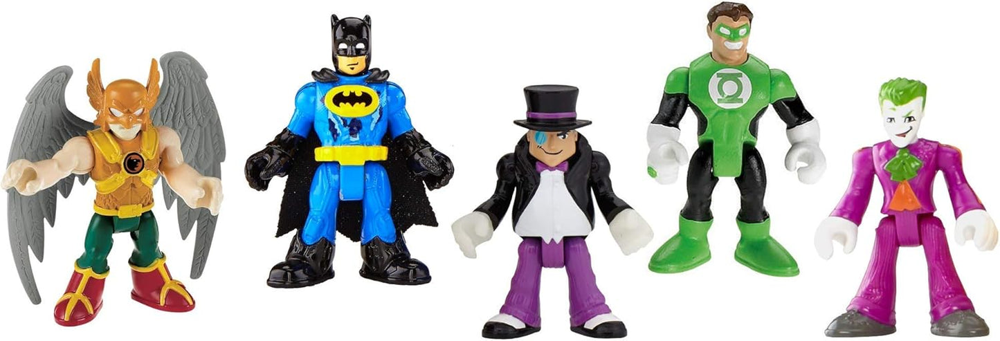 Imaginext BCXV33 Conjunto de Brinquedos com Figuras de Ação dos Super-Heróis da DC - Batman, Coringa, Pinguim, Lanterna Verde e Gavião Negro