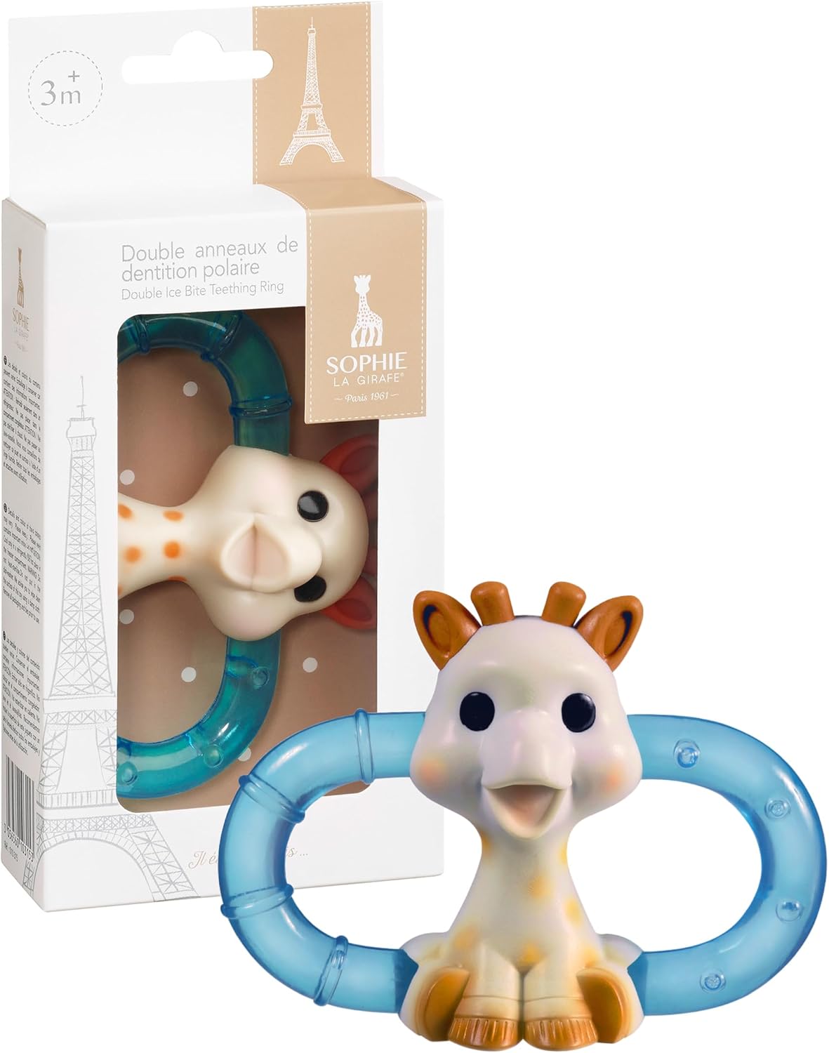 Sophie la Girafe Mordedor Double Ice Bite, mordedor refrescante e calmante para bebês com design fácil de segurar. Para bebês e crianças a partir de 3 meses.