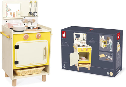 Janod - Cozinha infantil grande de madeira equipada com 2 fornos, Janod - Cozinha infantil de madeira equipada com forno, anod - Kitchenette infantil de madeira - Cozinha de brincar compacta para crianças - Equipada com forno