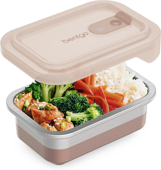 Bentgo MicroSteel™ Heat & Eat Container - Recipiente de armazenamento de alimentos de aço inoxidável seguro para micro-ondas, sustentável e reutilizável com tampa hermética para preparação de refeições ecológica (tamanho do lanche - 2 xícaras)