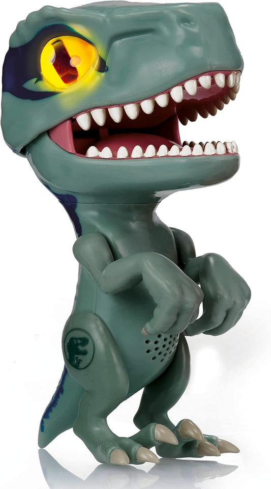 WOW! STUFF Jurassic World Trigger Chomper - Velociraptor Azul | Brinquedo Dinossauro Rugindo e Iluminado | Produtos e Presentes Oficiais da Dominion para Meninos e Meninas, a partir de 5 anos, Multicolorido