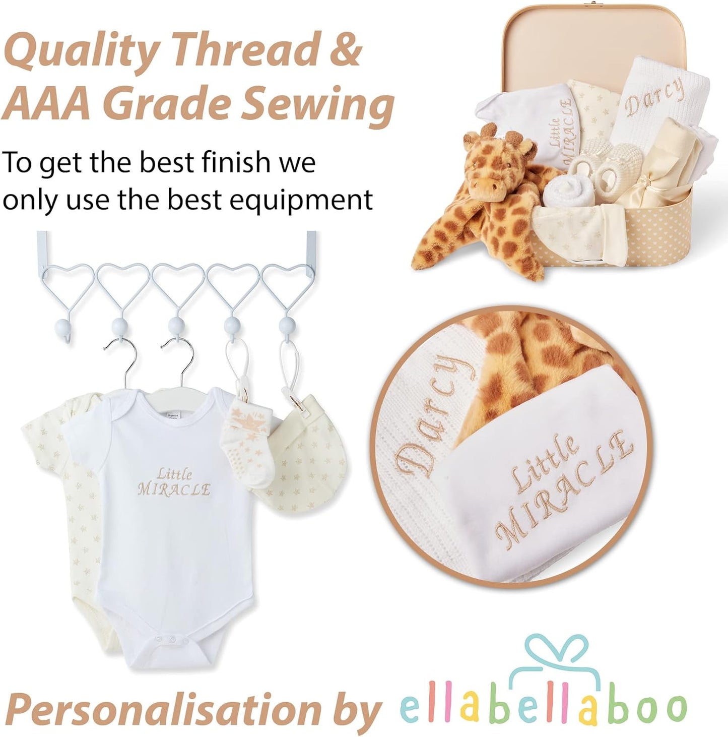 Ellabellaboo Loja Baby Box - Conjunto de presentes personalizados para bebês meninos Cesta para recém-nascidos - Presentes personalizados exclusivos, cesta para bebês com itens essenciais Ideia de presente neutra e para revelação do gênero