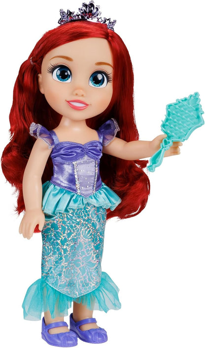 Disney Boneca Princess My Friend Ariel 35 cm Olhos com brilho cintilante, vestido de princesa removível, tiara, sapatos fáceis de calçar e tirar,