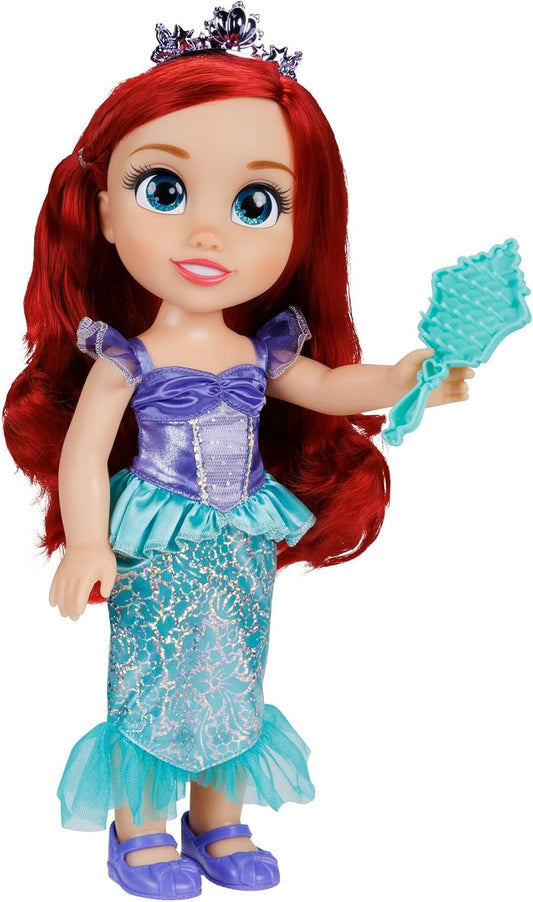 Disney Boneca Princess My Friend Ariel 35 cm Olhos com brilho cintilante, vestido de princesa removível, tiara, sapatos fáceis de calçar e tirar,