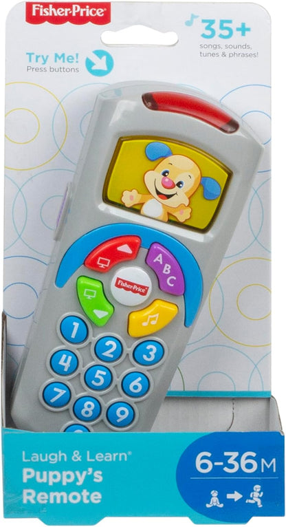 Controle remoto Fisher-Price Laugh and Learn, tela iluminada, versão em inglês do Reino Unido, botões e mais de 35 músicas, melodias e frases para cantar junto. Brinquedo educativo para bebês, desenvolvimento infantil. Versão em inglês DLD30