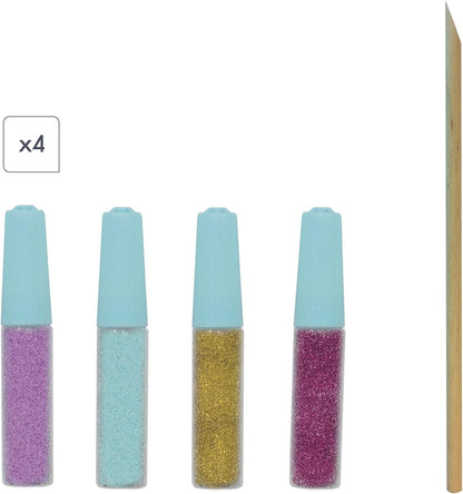 Janod - Brilho Cintilante e Animais de Areia - Atividade de Artesanato Infantil - Kit de Artes e Ofícios - com Areia Decorativa e Brilho Biodegradável - Atividade para maiores de 3 anos,